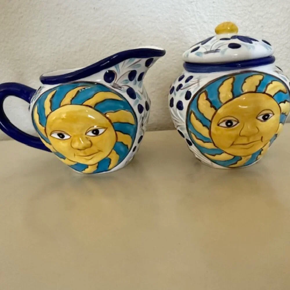 vintage soleil hand painted ceramic set 3